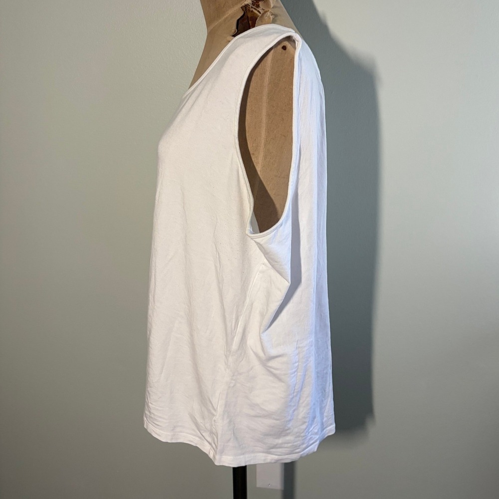 Talbots Woman White Sleeveless Tank Top Scoop Neck Cotton Modal Blend 3X - Picture 2 of 8